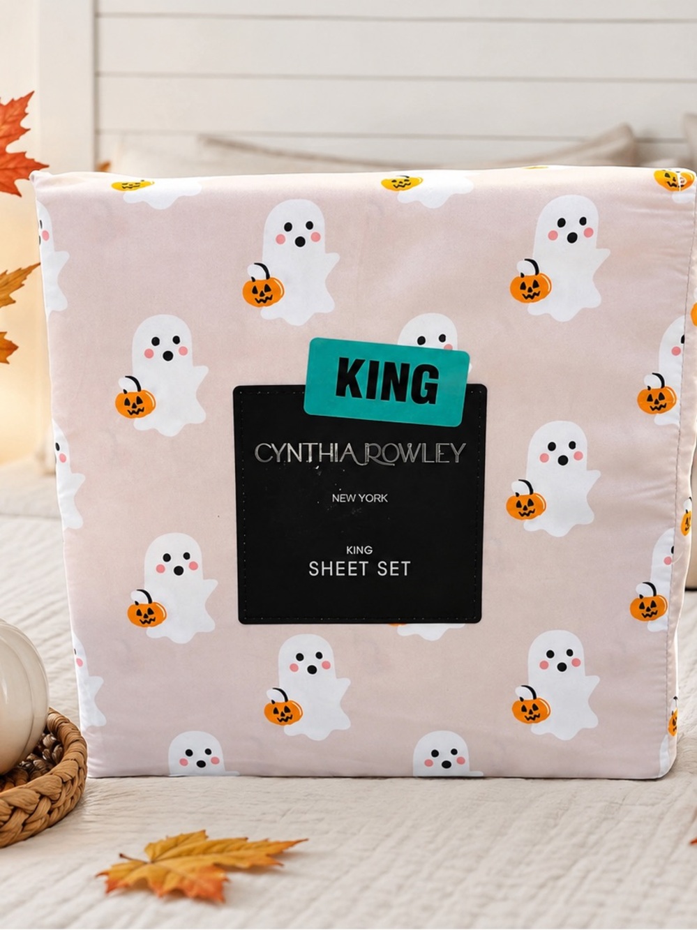NWT Cynthia Rowley King Halloween Sheet Set – Cute Ghosts & Pumpkins